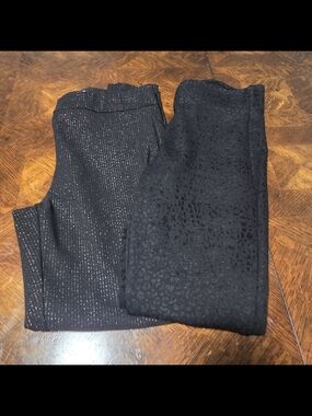Nanette Lepore Whimsigoth Pants Lot 2 Metallic Silver Pinstripe Velvet Leopard S
